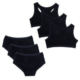 Girls 5 Pack Hipster & 3 Pack Crop Top Black